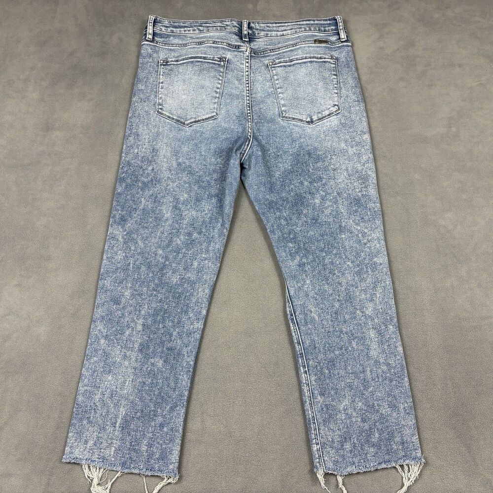 Kancan Size 32 Lounge Acid Wash Straight Leg Raw Hem Jeans Cropped Retro Boho - Picture 4 of 9